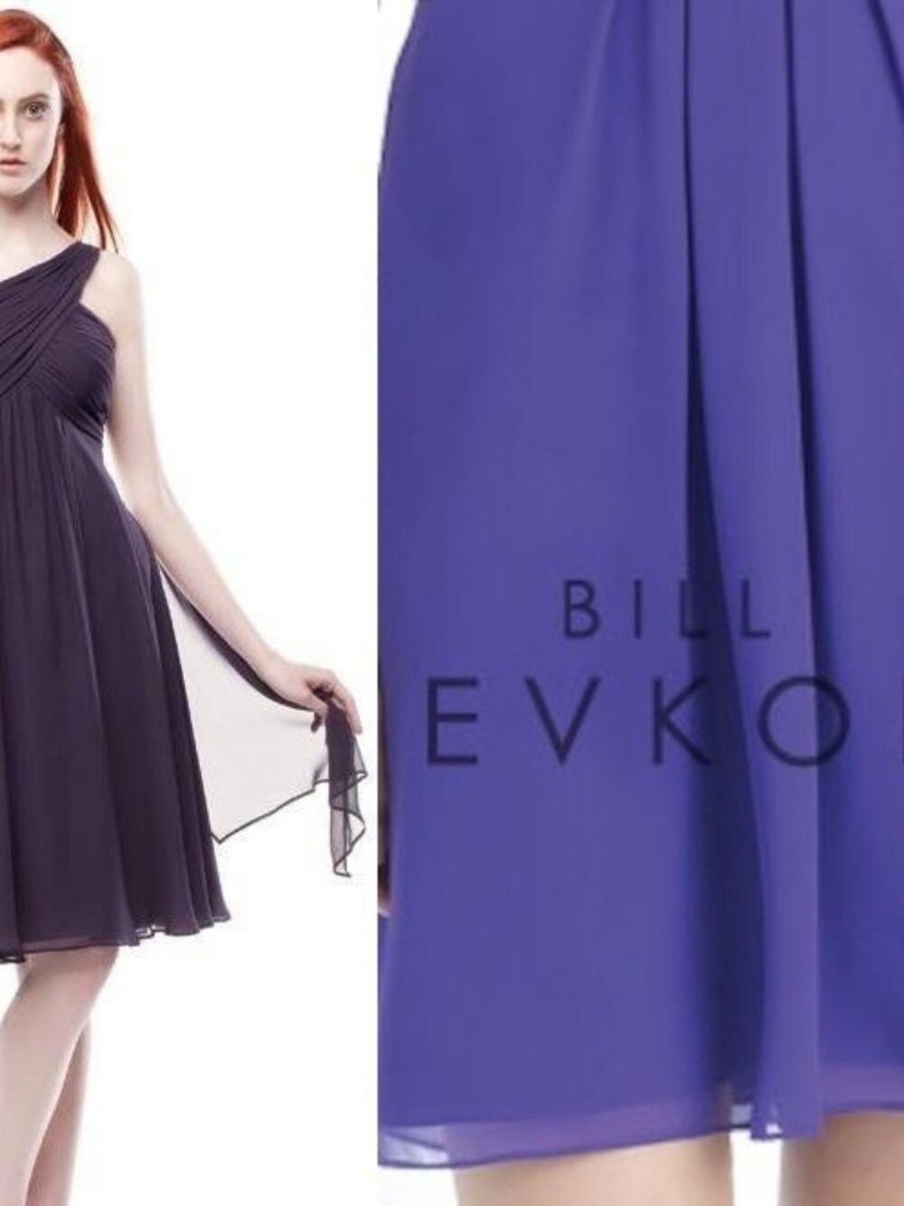 Bill Levkoff 110 Bridesmaid Dress Regency Purple One Shoulder Chiffon Short 8